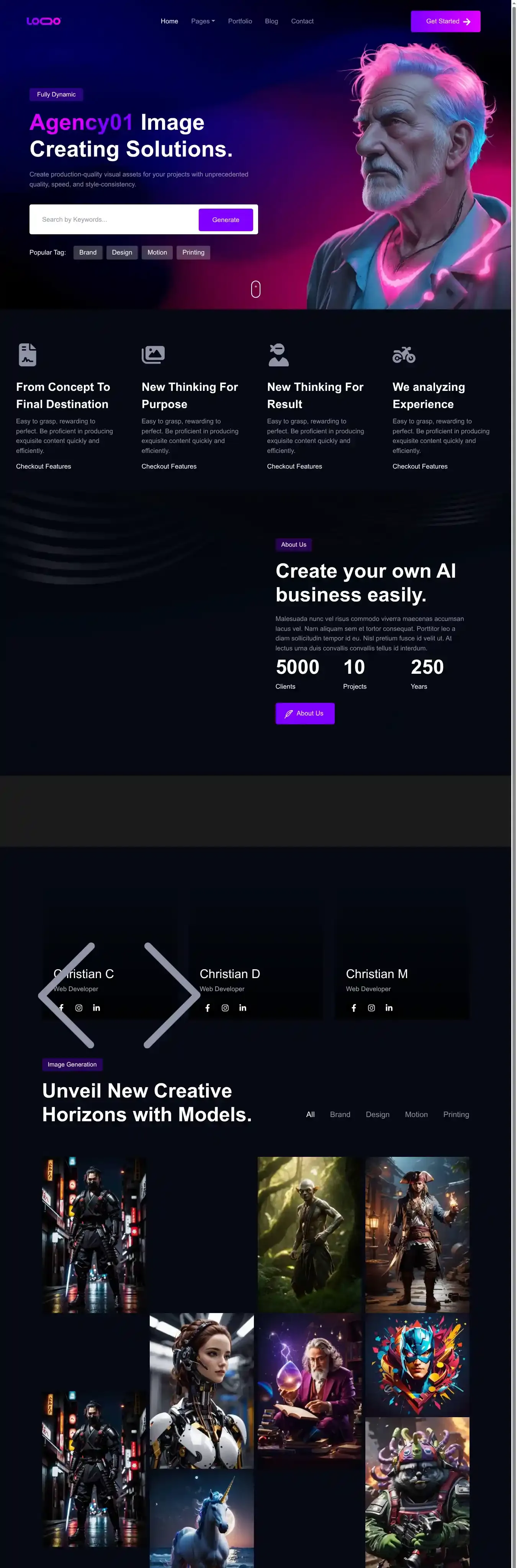 Agency01 home page on desktop