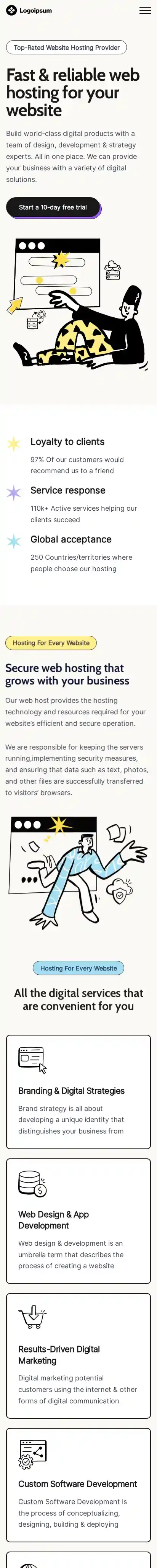 Agency10 home page on mobile