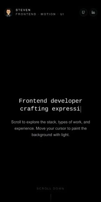 Akali Portfolio home page on mobile