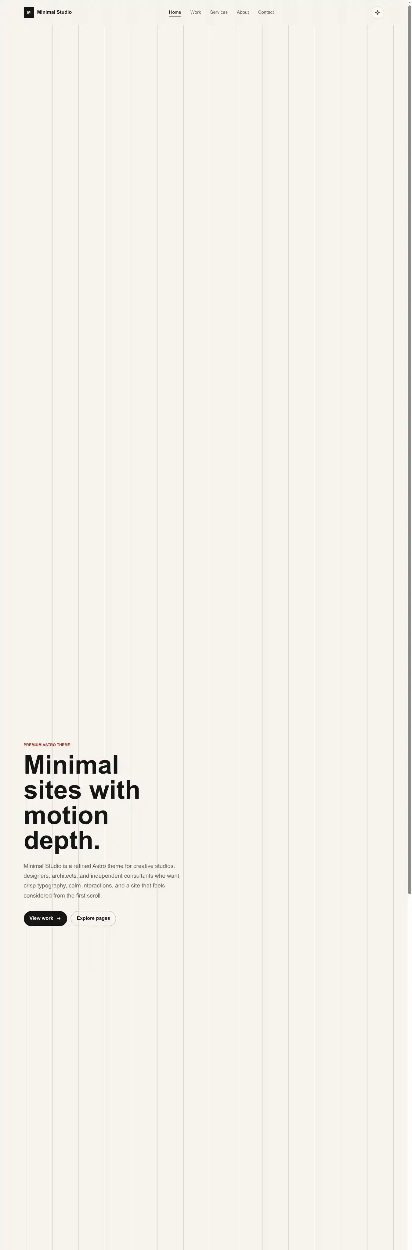 Minimal Studio home page on desktop