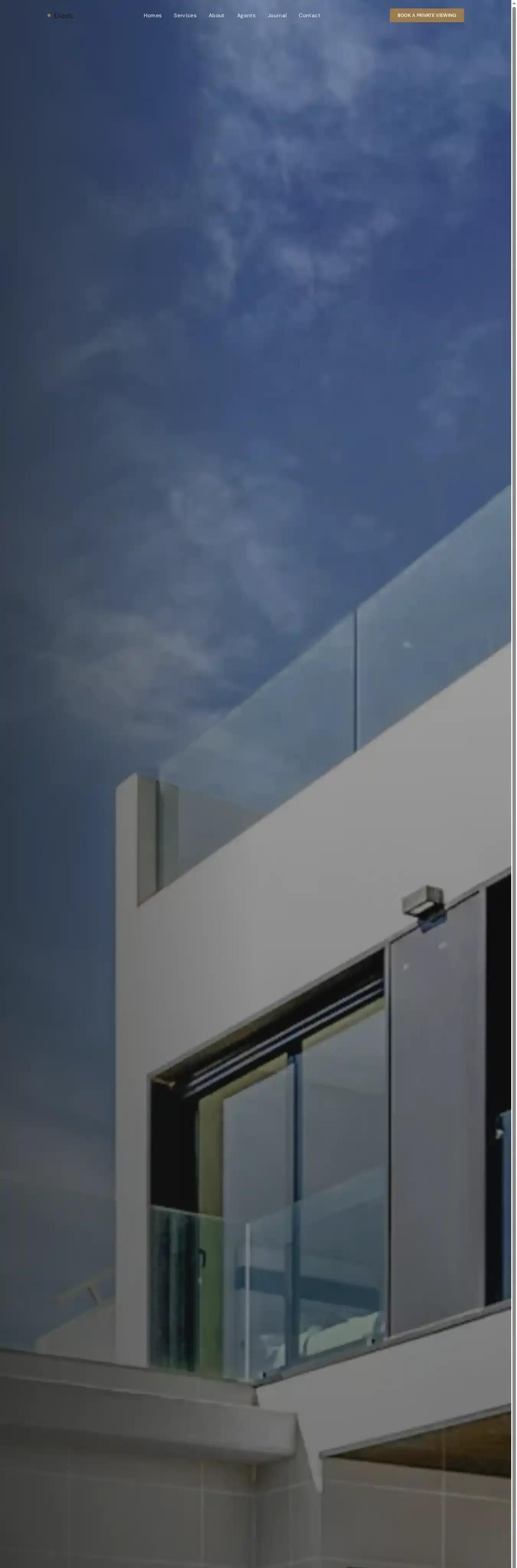 PriorEstate home page on desktop