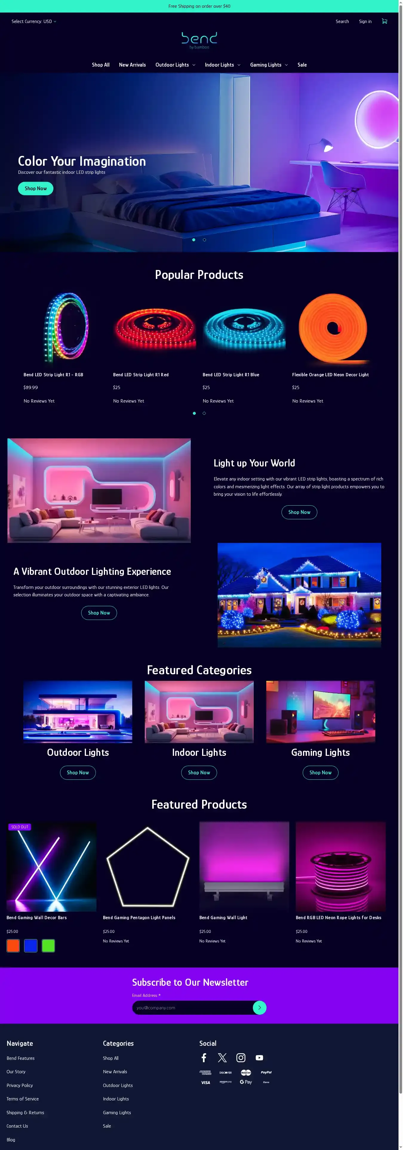 Bamboo Bend home page on desktop