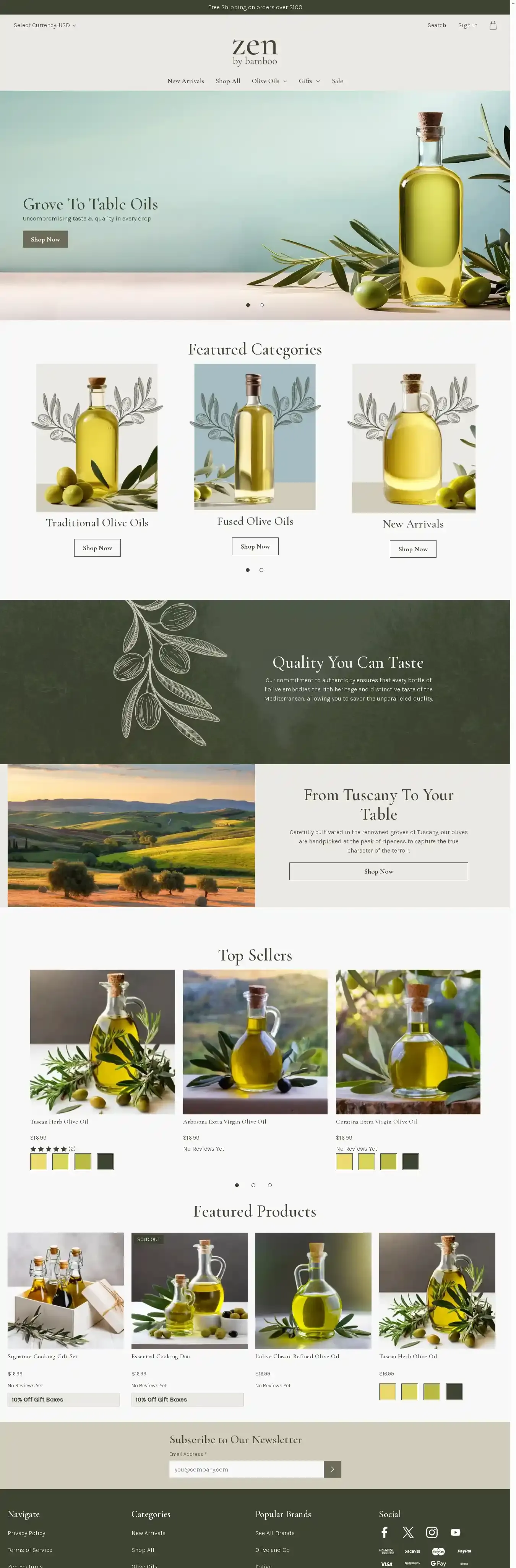 Bamboo Zen home page on desktop