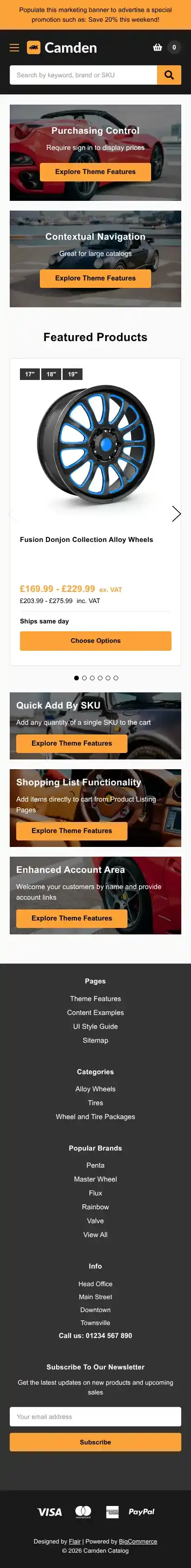 Camden Catalog home page on mobile
