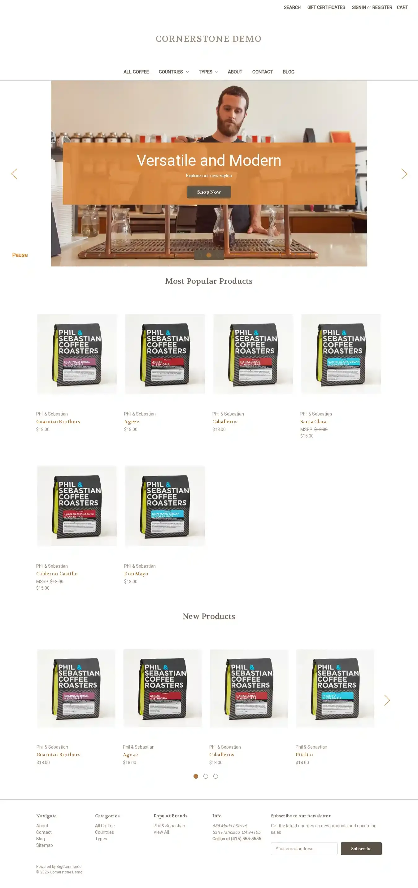 Cornerstone Warm home page on desktop
