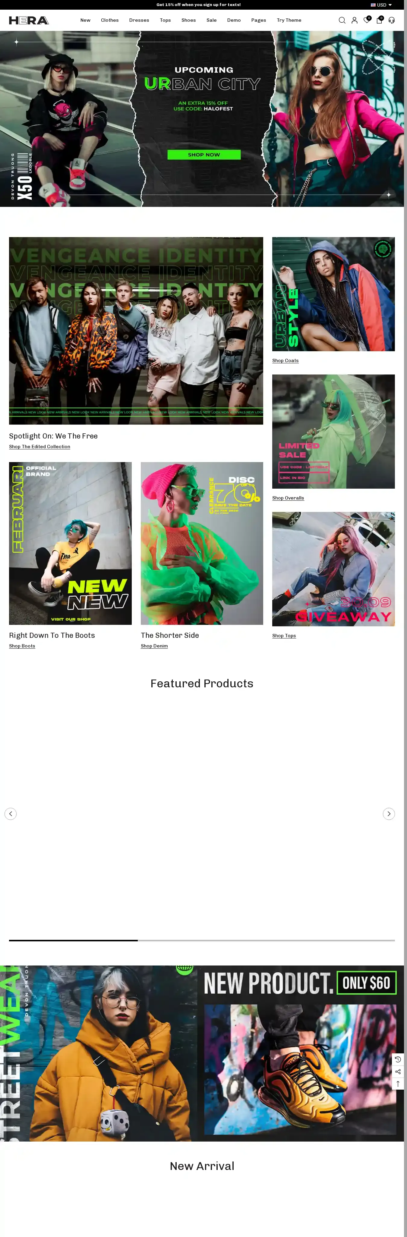 Hera Bold home page on desktop