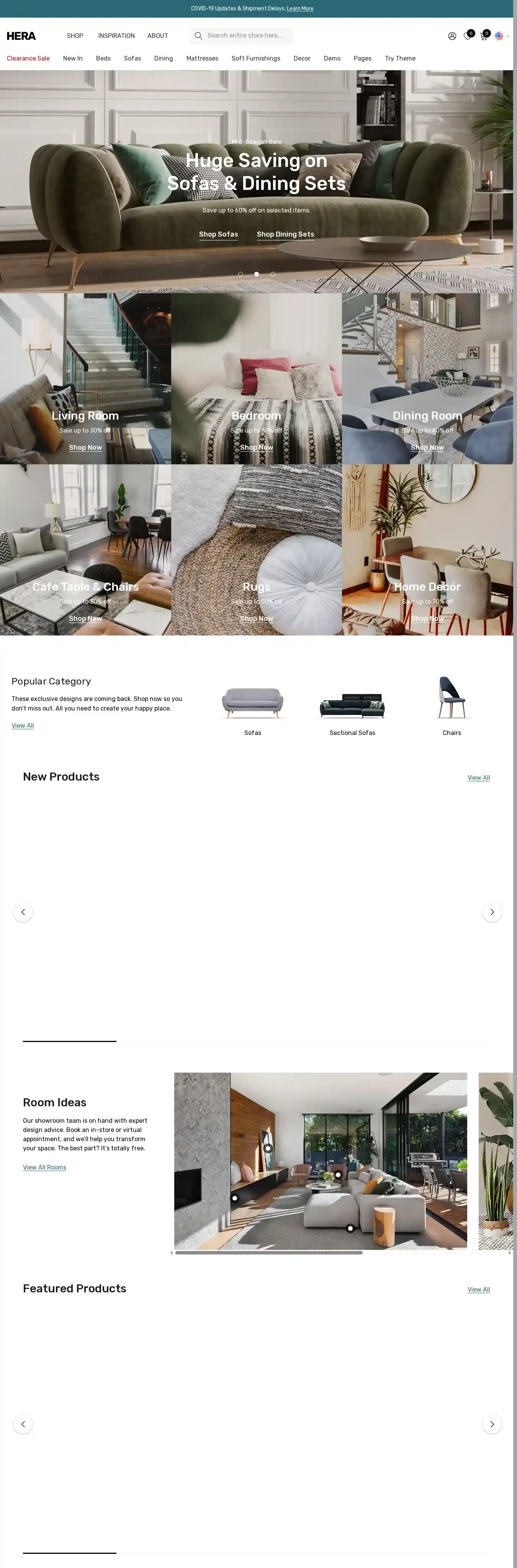 Hera Warm home page on desktop