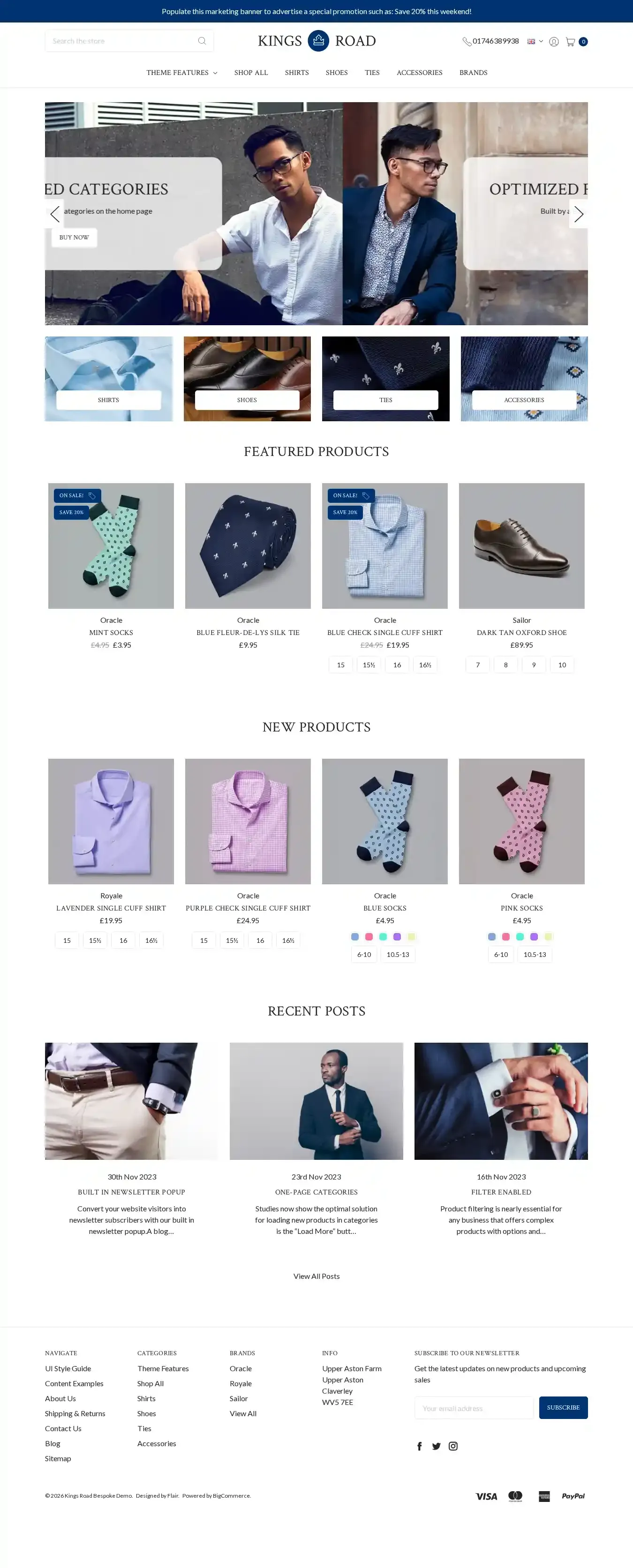 Kings Road Bespoke home page on desktop