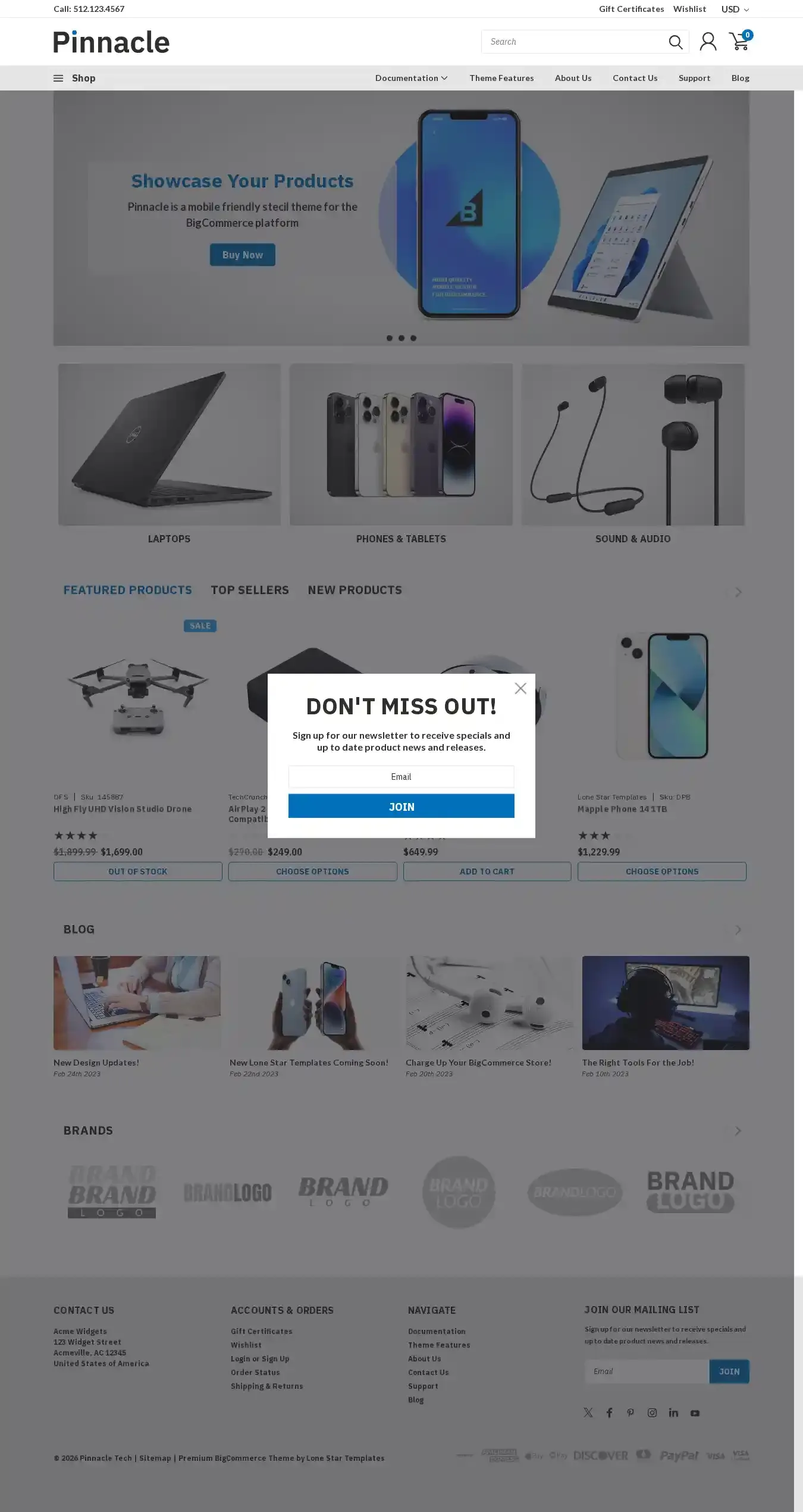 Pinnacle Tech home page on desktop