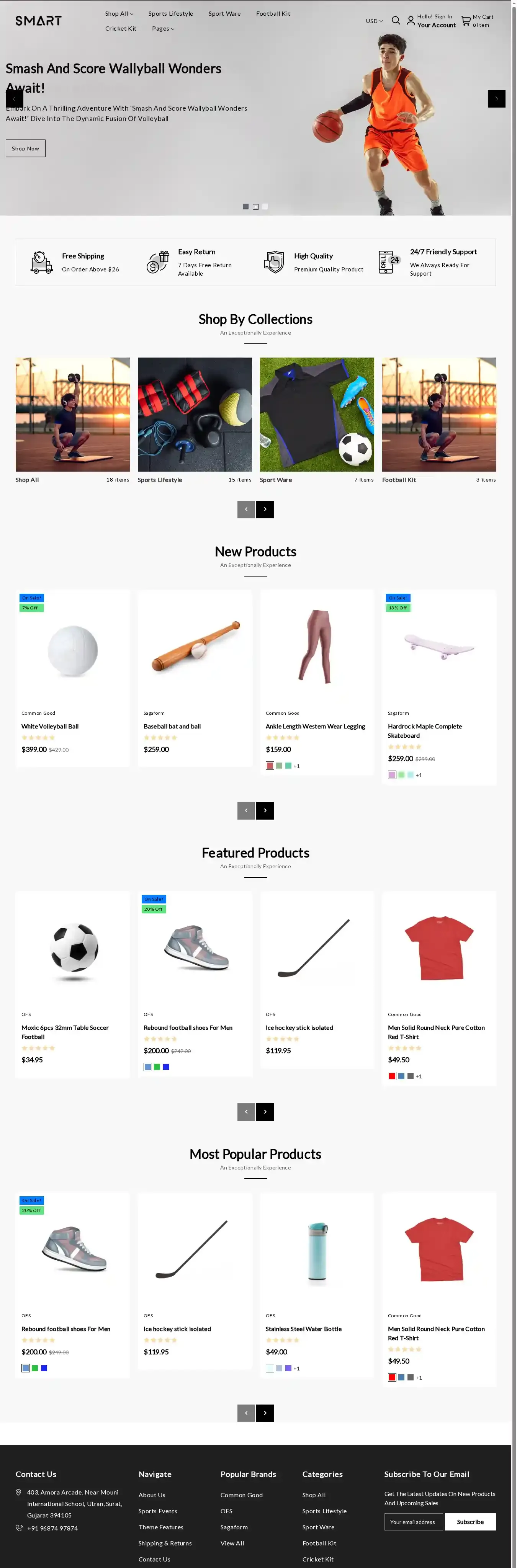 Smart Sports home page on desktop