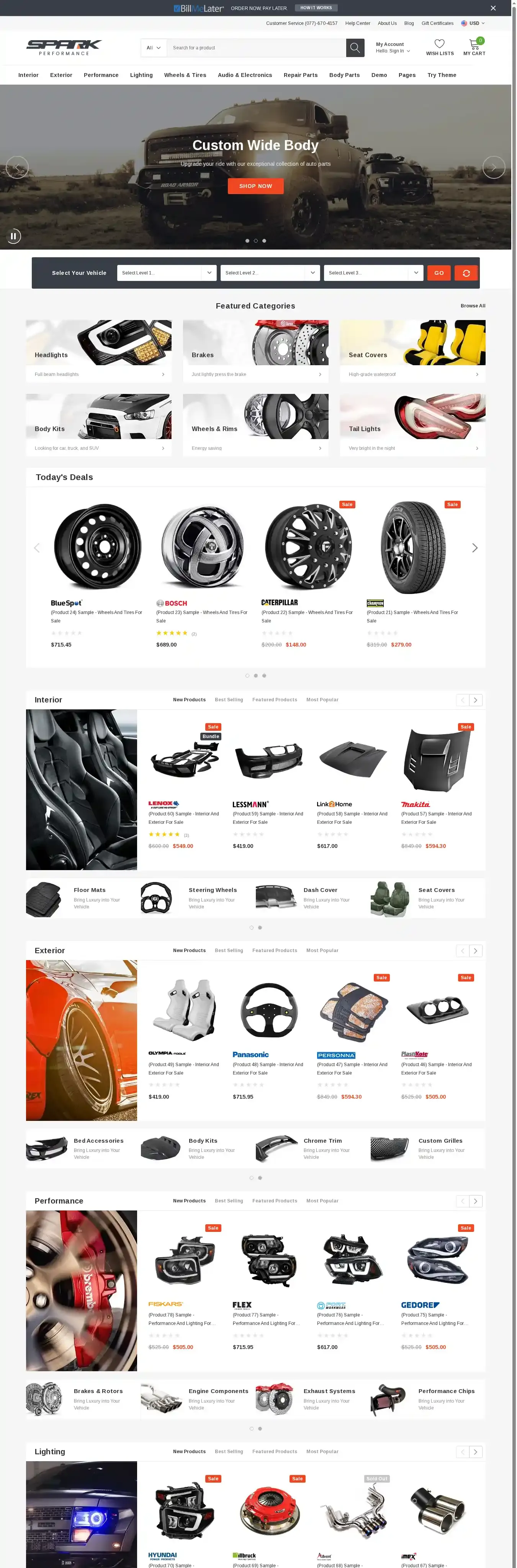 Spark Automotive home page on desktop