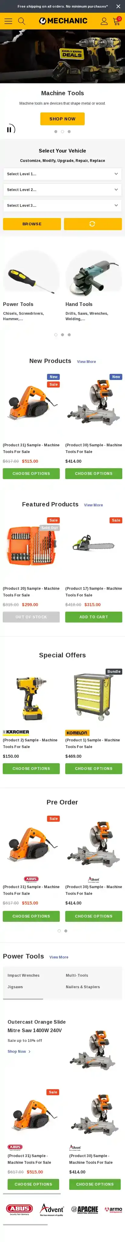 Spark Tools home page on mobile