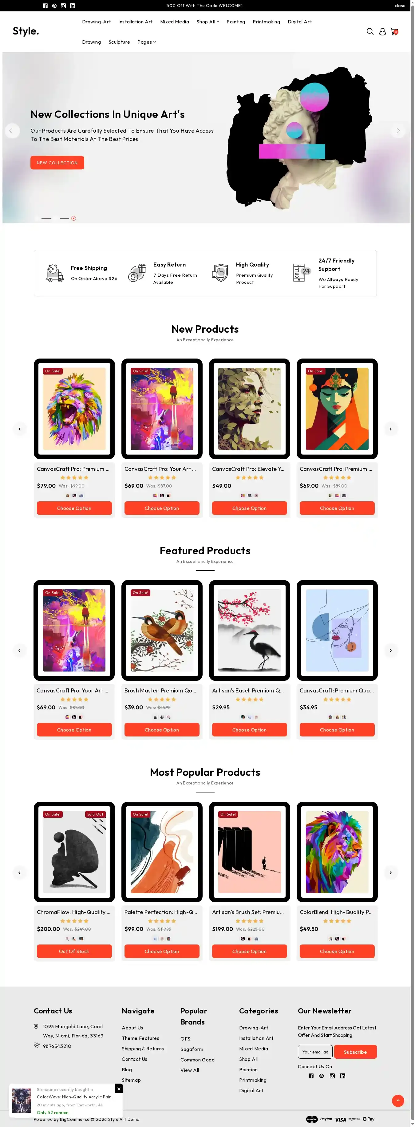 Style Art home page on desktop