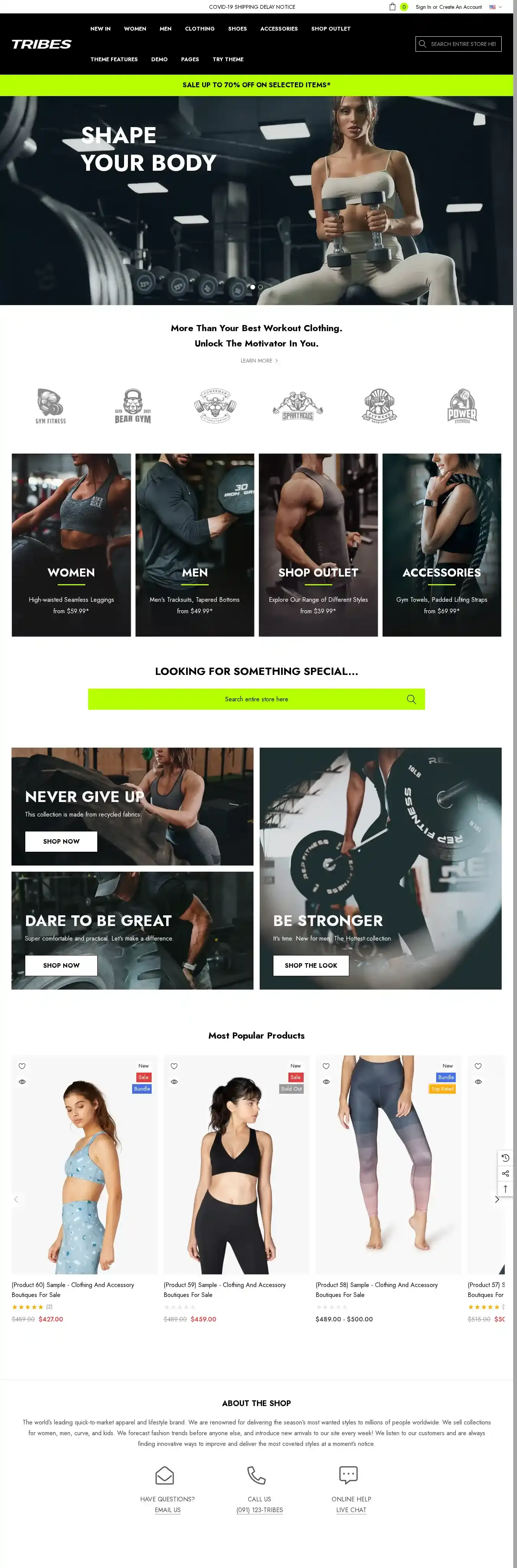 Tribes Sport home page on desktop