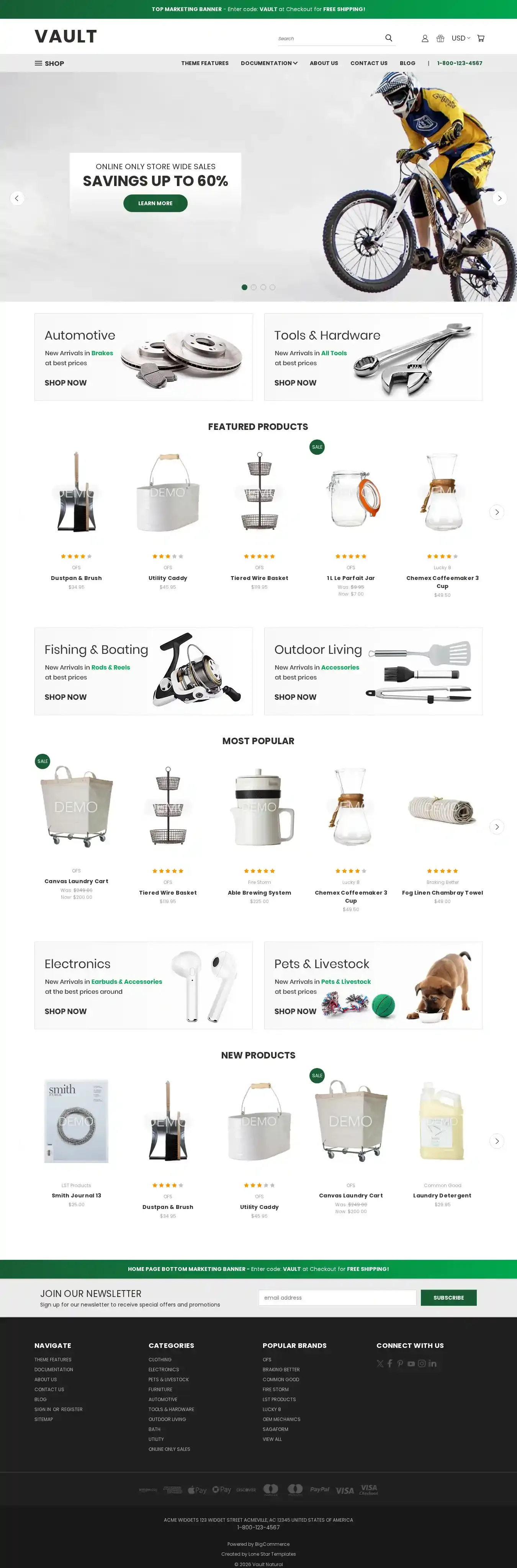 Vault Natural home page on desktop