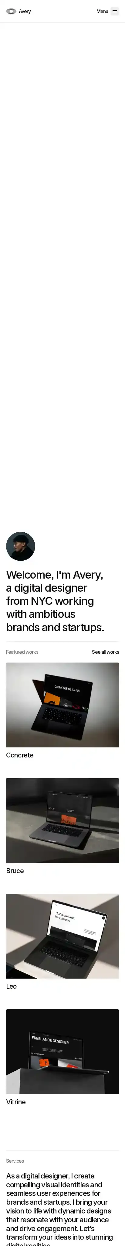 AVERY home page on mobile