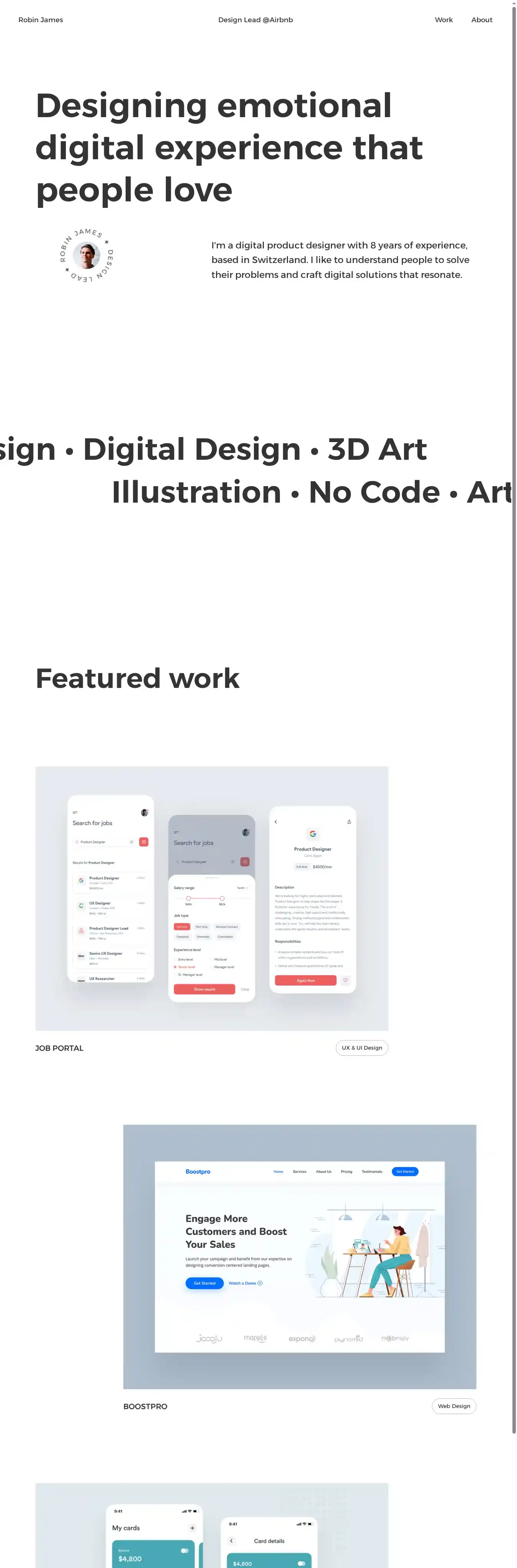 Bolder home page on desktop
