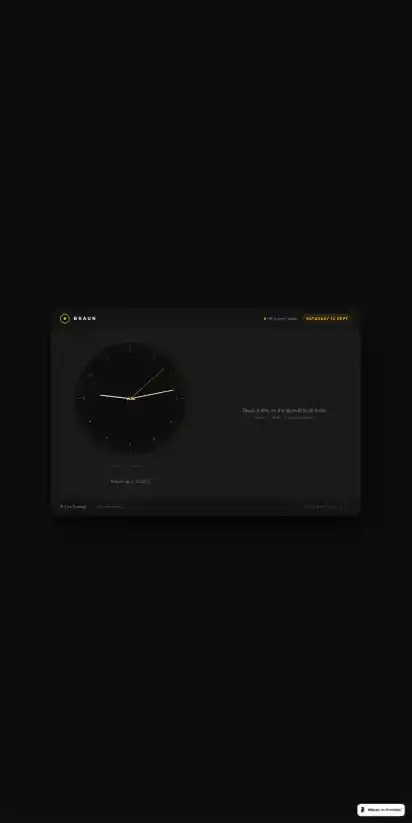 BraunClock home page on mobile