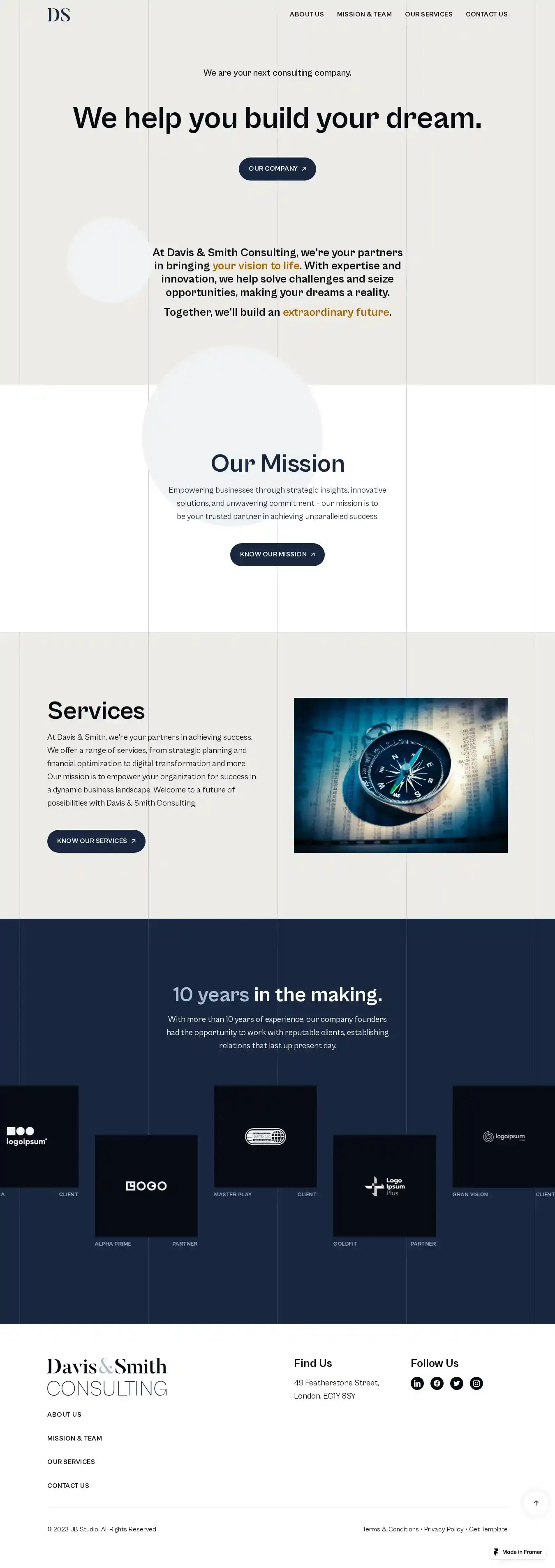 DSConsulting home page on desktop