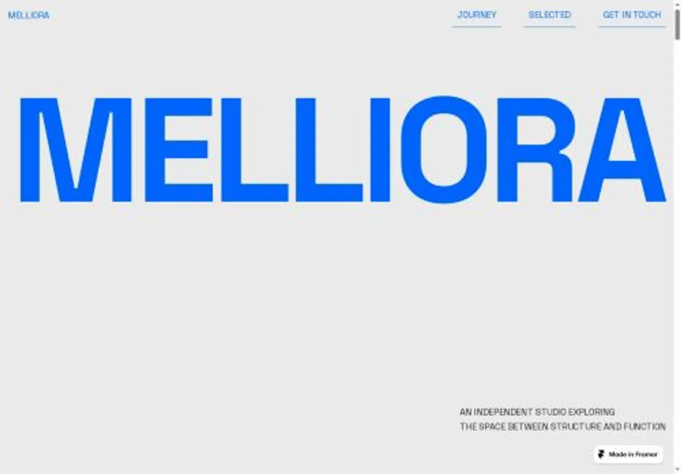 Melliora home page on desktop