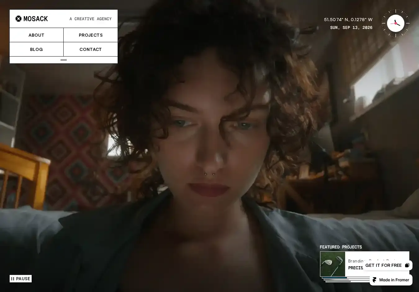 Mosack home page on desktop