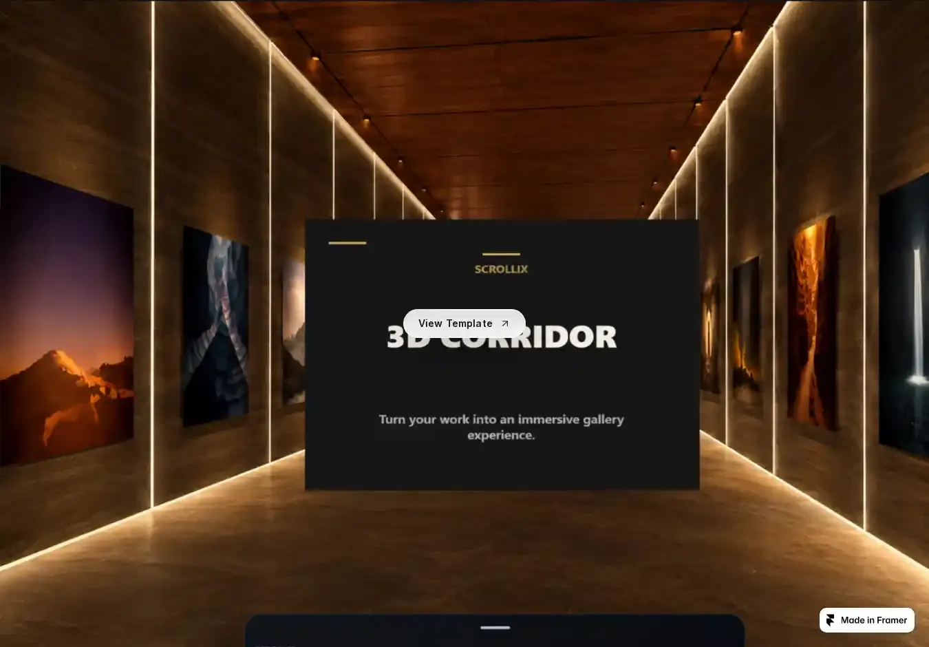 Scrollix 3D Corridor home page on desktop