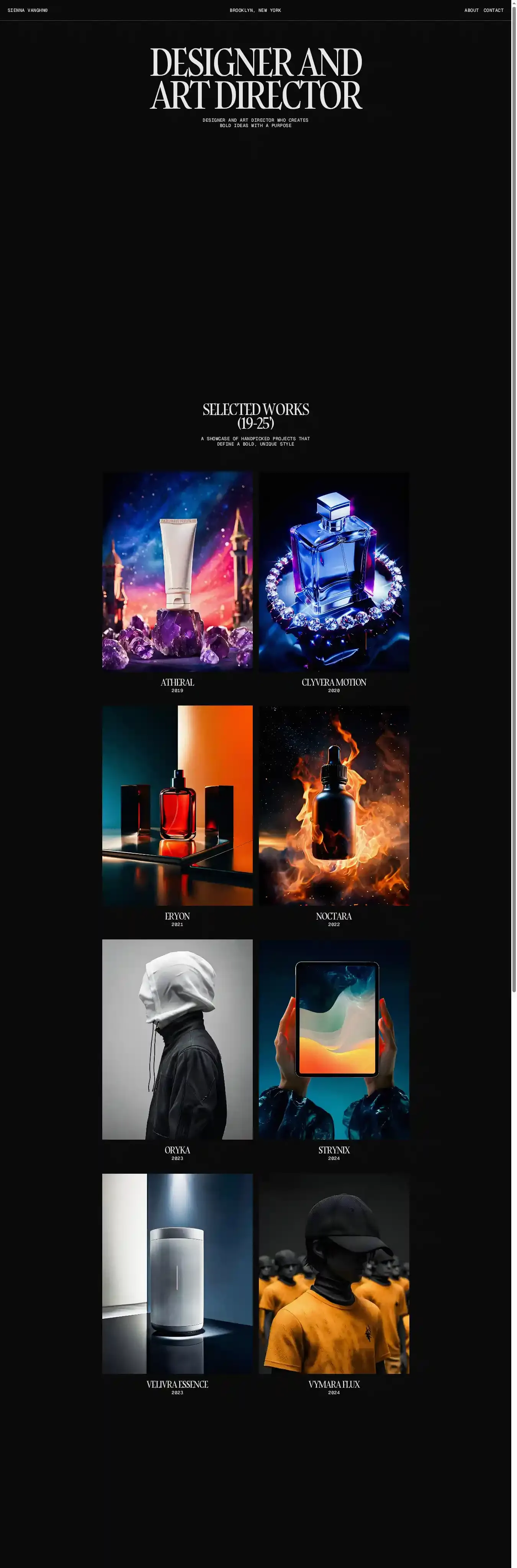 Sienna home page on desktop