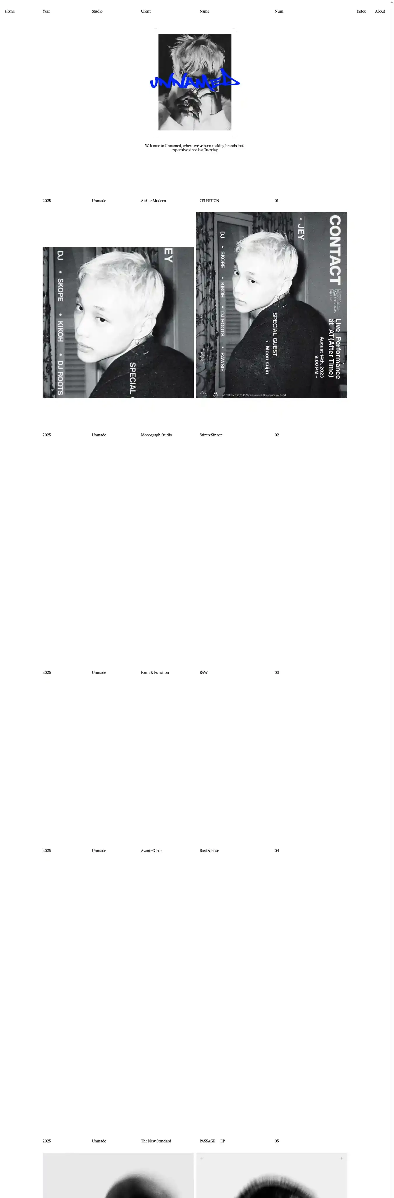 Unnamed home page on desktop