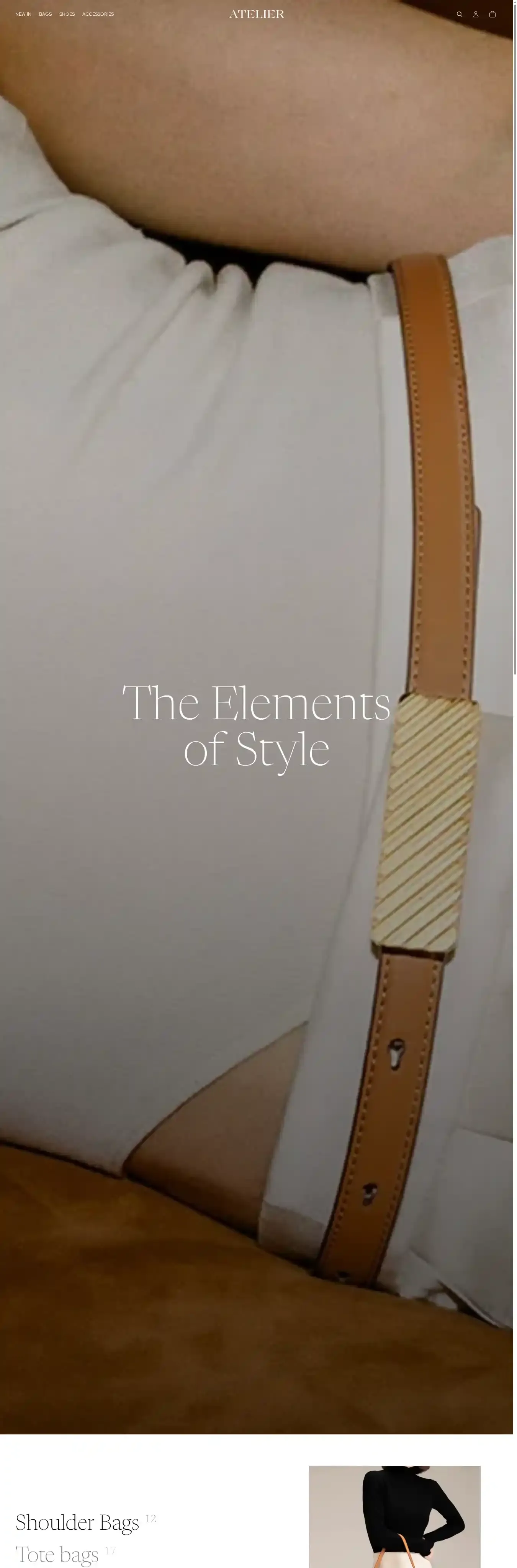 Atelier home page on desktop
