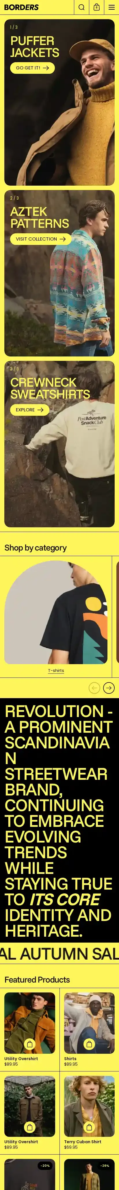 Borders home page on mobile