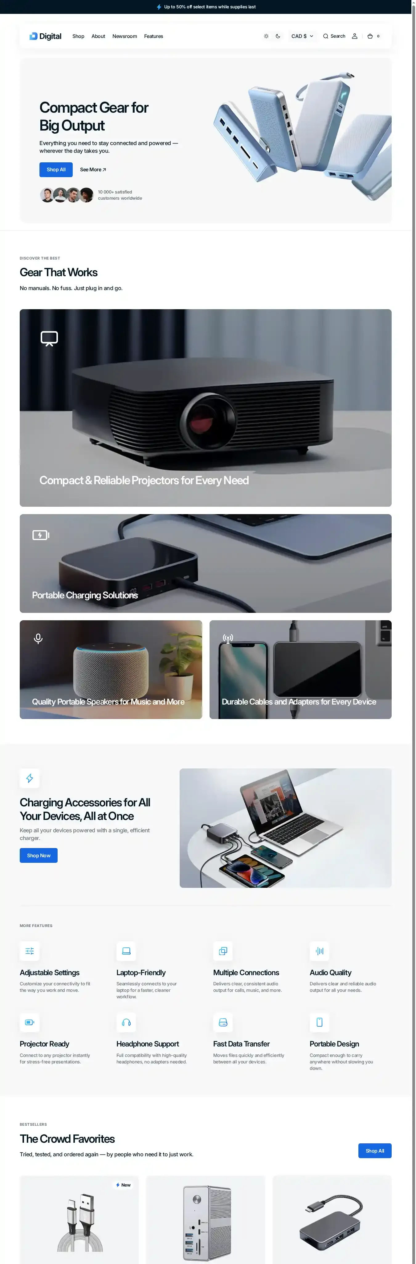 Digital home page on desktop