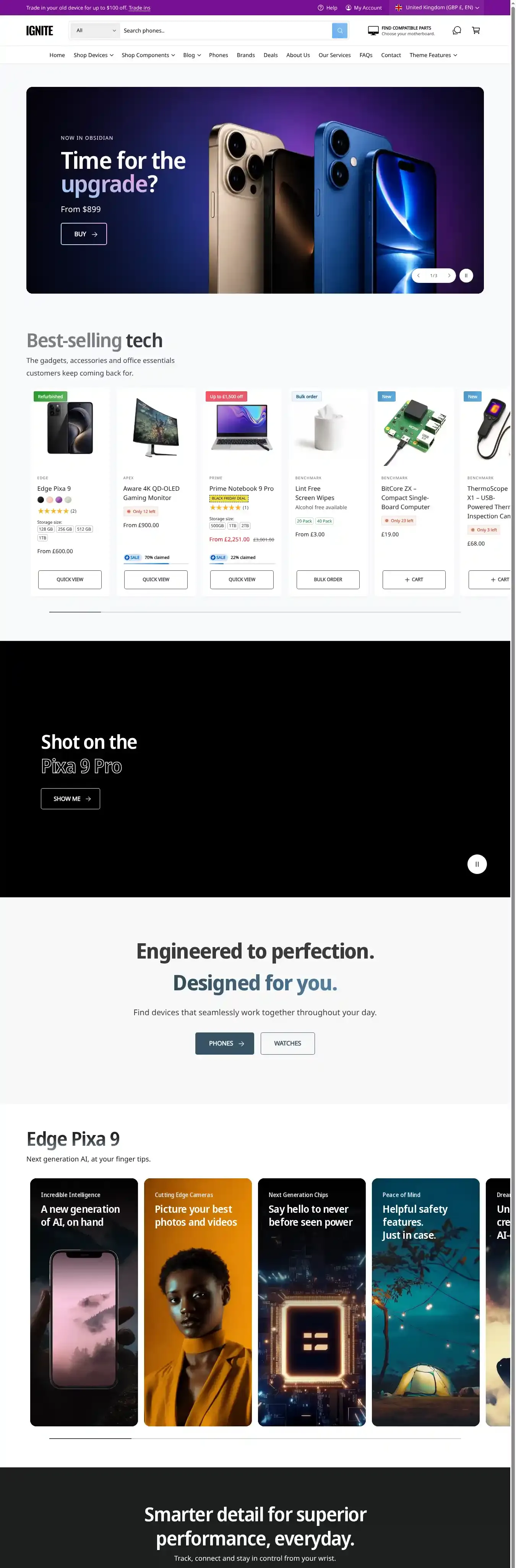 Ignite home page on desktop