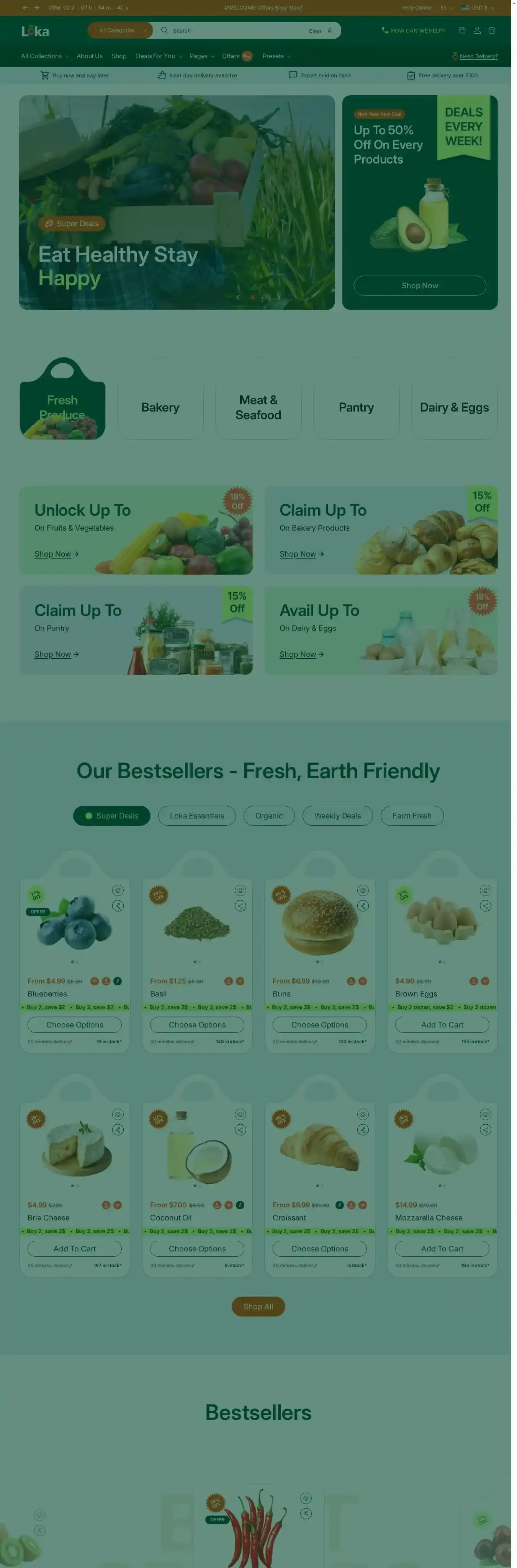 Loka home page on desktop