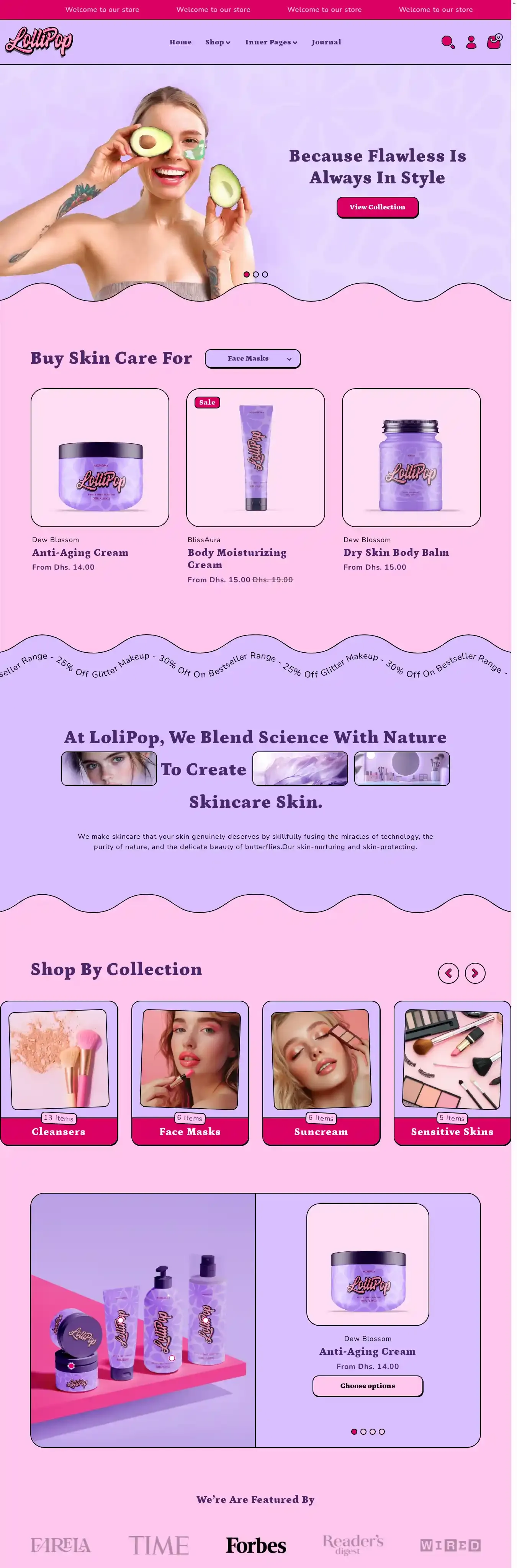 Lollipop home page on desktop