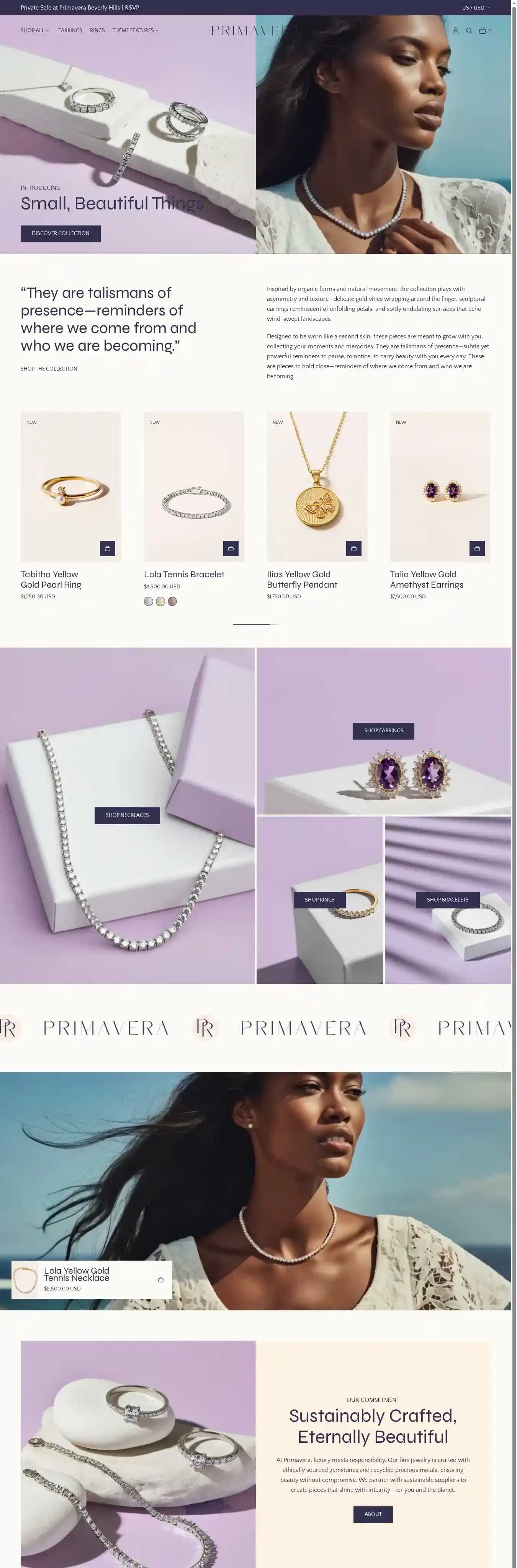 Primavera home page on desktop