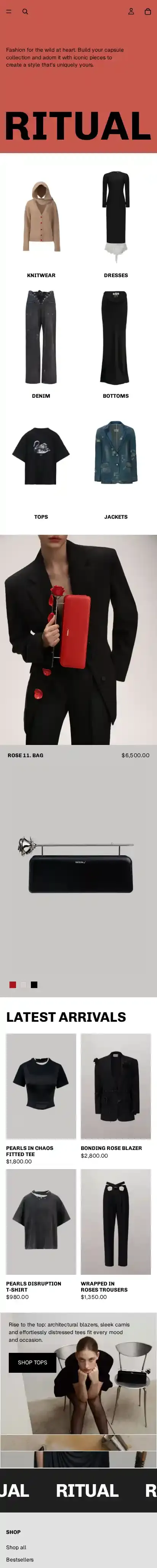 Ritual home page on mobile
