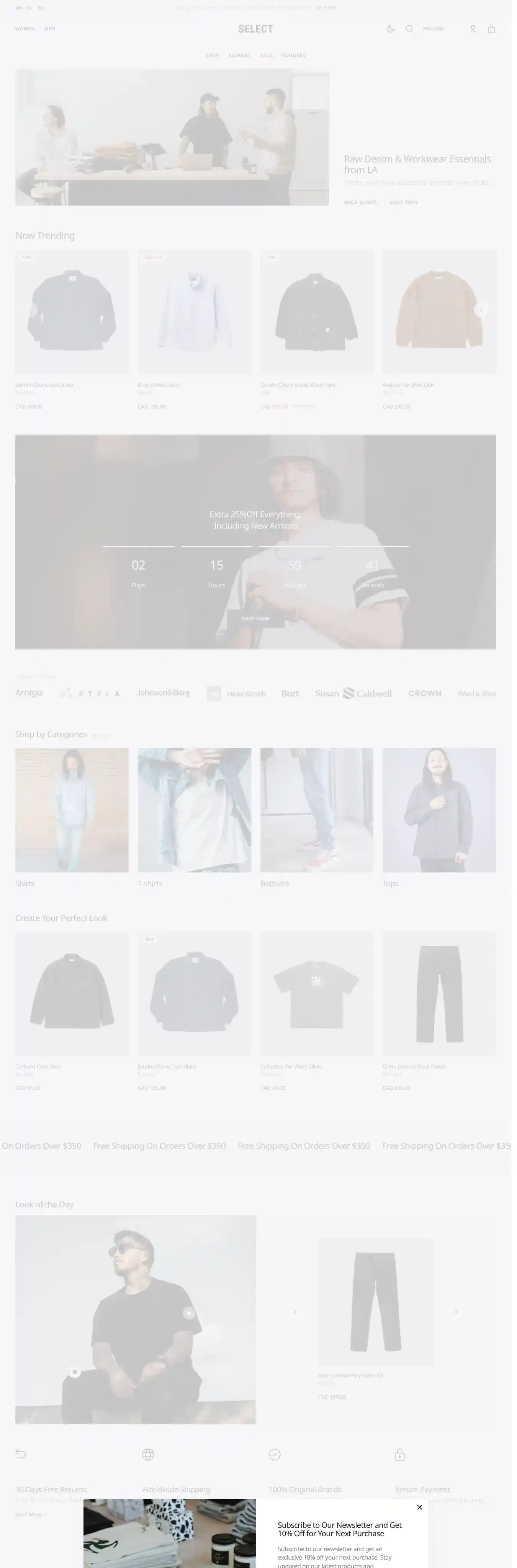 Select home page on desktop