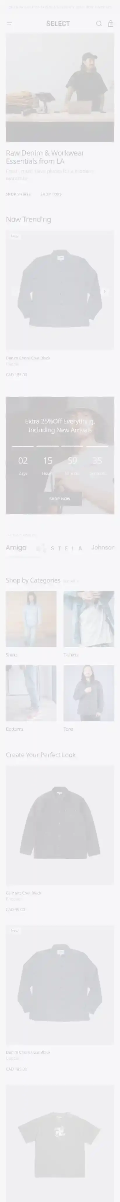 Select home page on mobile