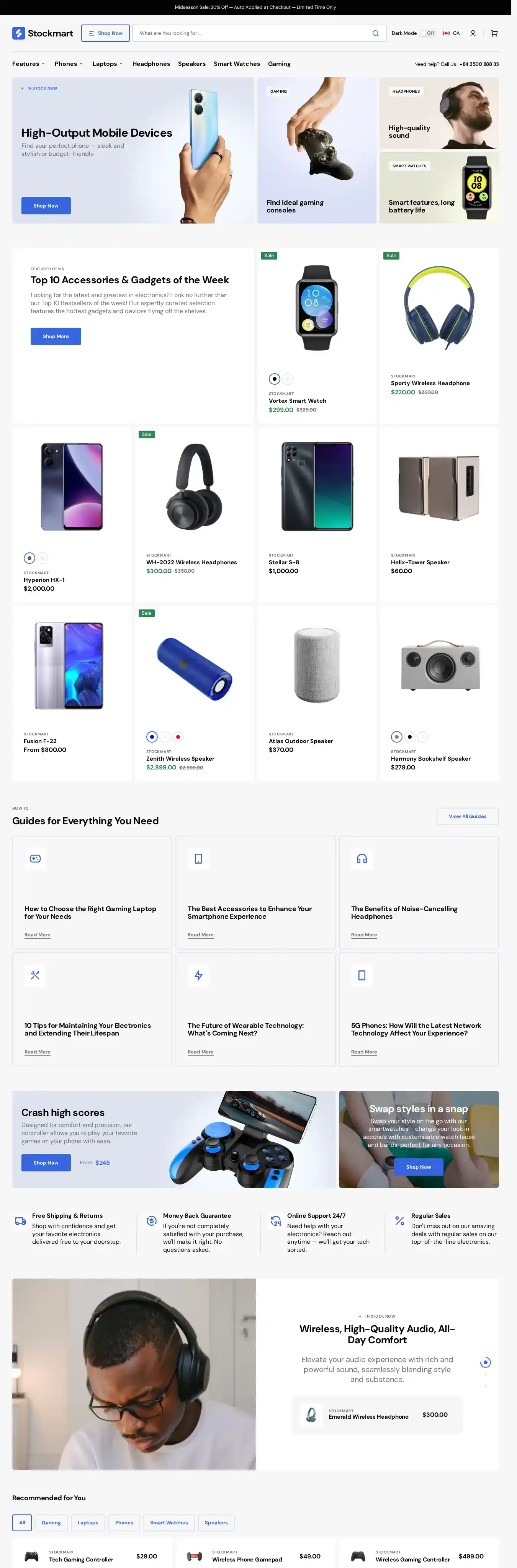 Stockmart home page on desktop