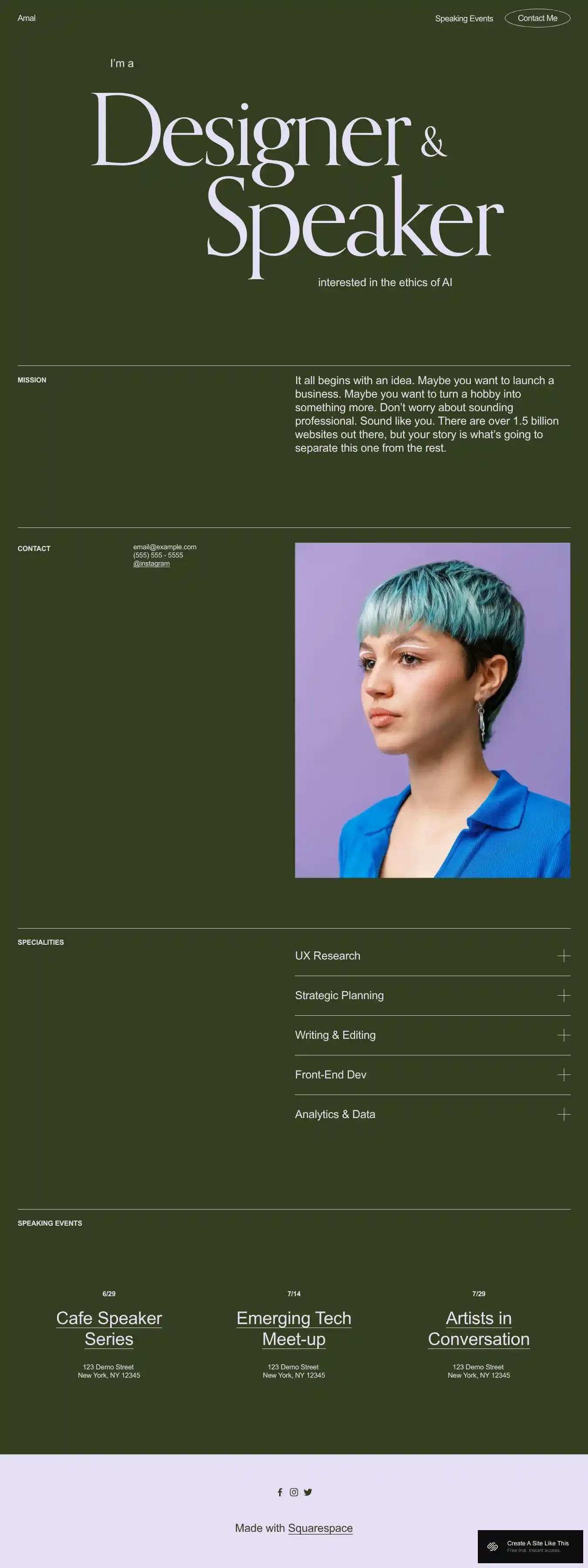 Amal home page on desktop