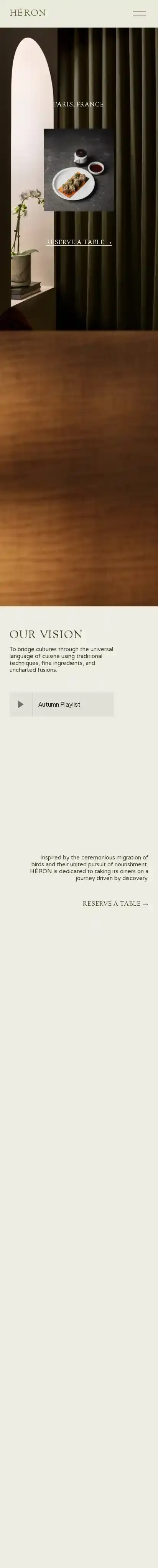 Héron home page on mobile