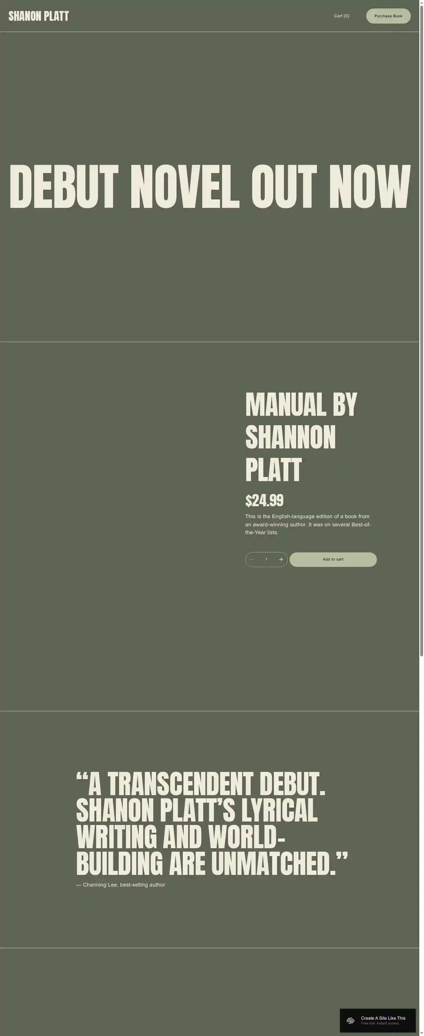 Manual home page on desktop