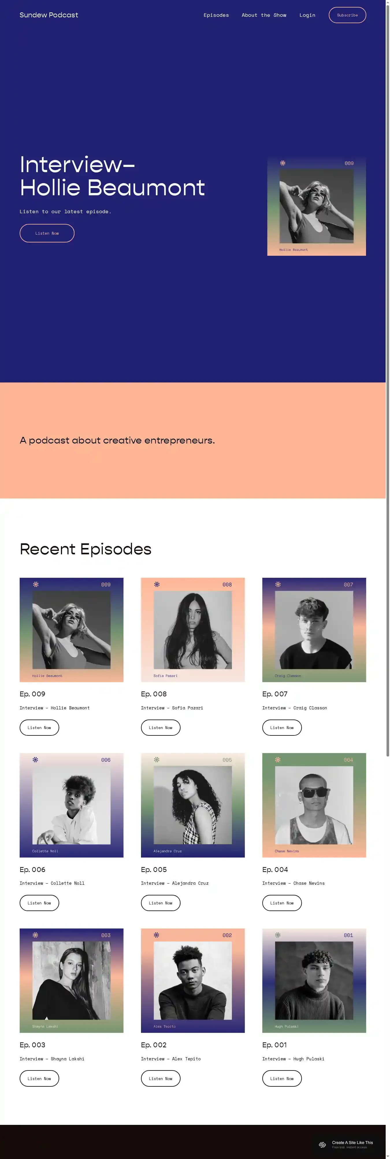 Sundew home page on desktop