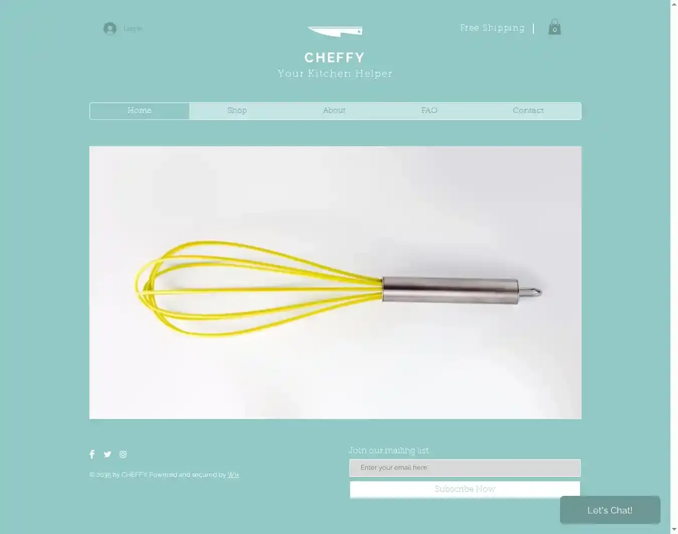 Kitchen Supply Store home page on desktop