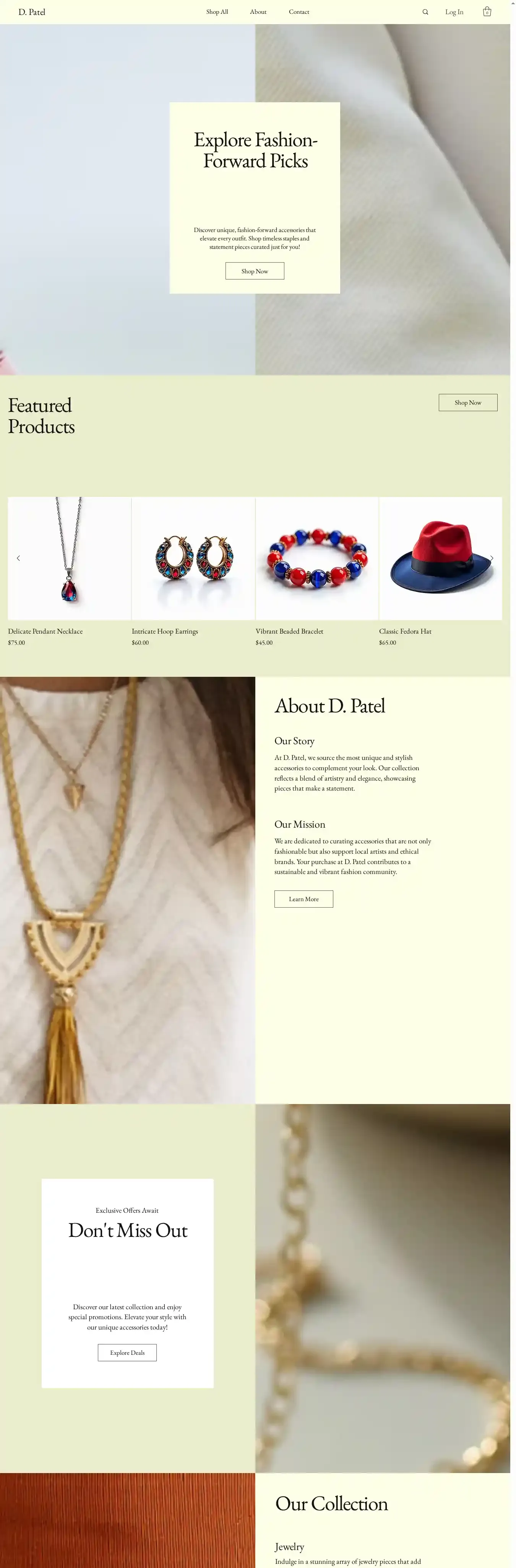 Accessories Store (Elegant) home page on desktop