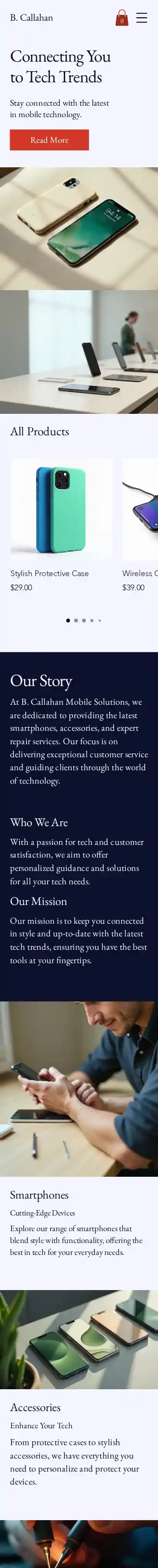Cell Phone Store (Chic) home page on mobile