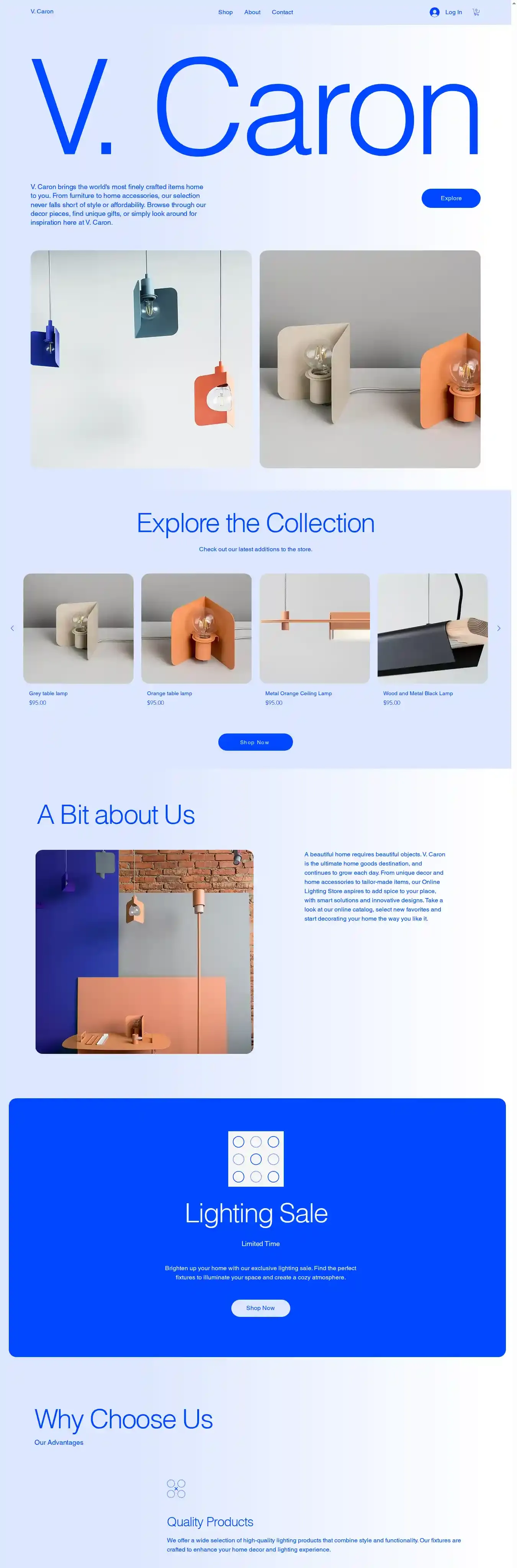 Online Lighting Store (Bright) home page on desktop