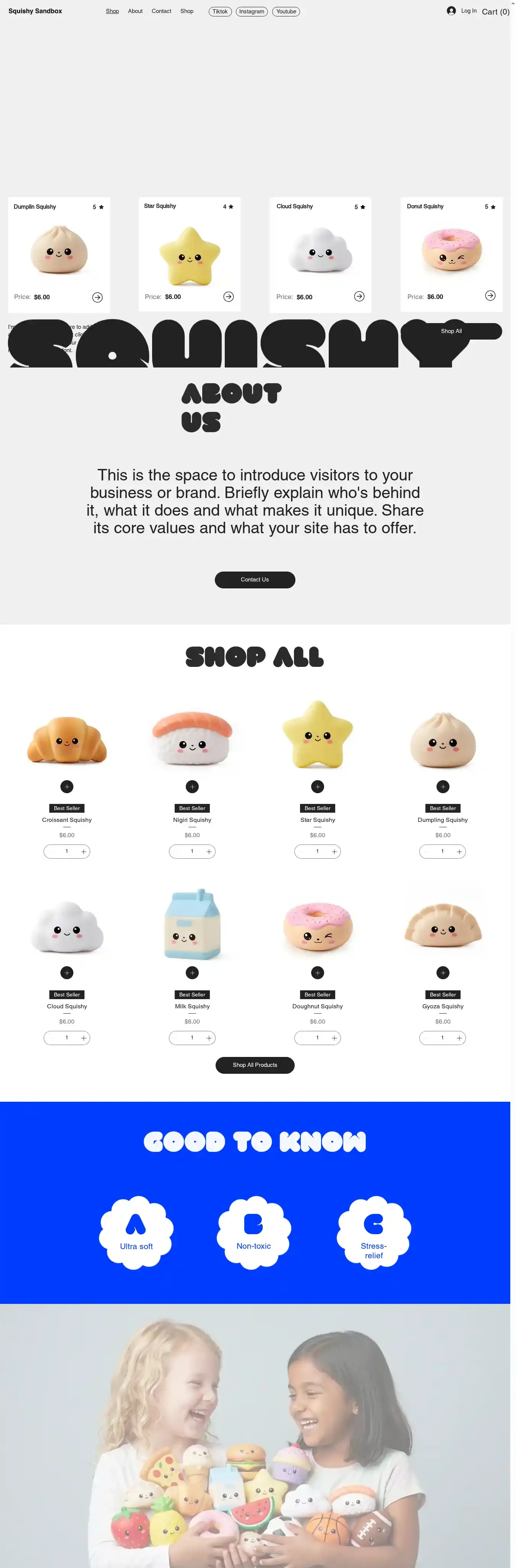 Toy Store (Playful) home page on desktop