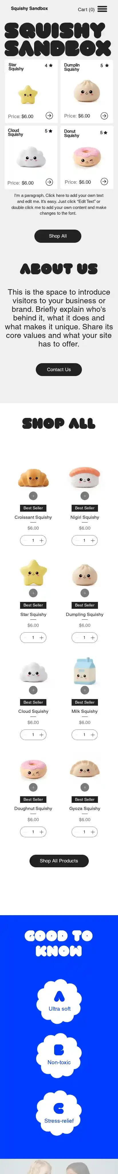 Toy Store (Playful) home page on mobile