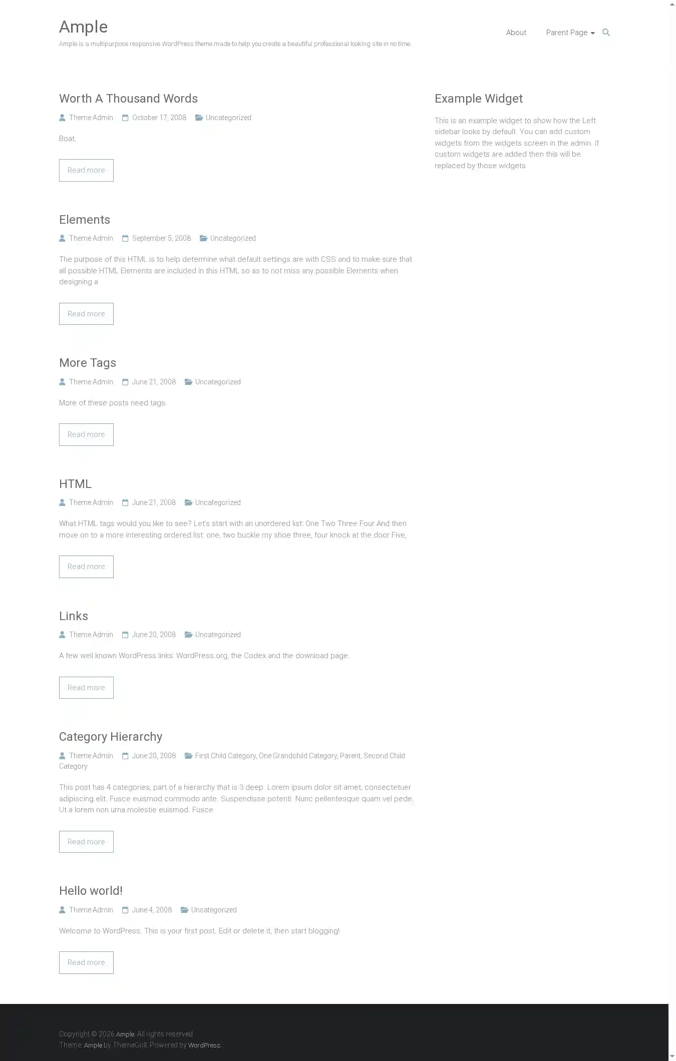 Ample home page on desktop
